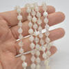 Grade A Natural White Moonstone Semi-precious Gemstone Double Tip FACETED Round Beads - 5mm x 6mm - 15" strand