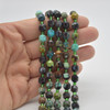 Grade A Natural Chrysocolla Semi-precious Gemstone Double Tip FACETED Round Beads - 5mm x 6mm - 15" strand