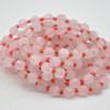 Grade A Natural Rose Quartz Semi-precious Gemstone Double Tip FACETED Round Beads - 5mm x 6mm - 15" strand
