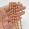 Grade A Natural Peach Moonstone Semi-precious Gemstone Double Tip FACETED Round Beads - 5mm x 6mm - 15" strand