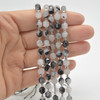 Grade A Natural Tourmalinated Quartz Semi-precious Gemstone Double Tip FACETED Round Beads - 5mm x 6mm - 15" strand