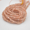 High Quality Grade A Natural Peach Moonstone Semi-precious Gemstone Star Cut Faceted Round  Beads - 4mm - 15" strand