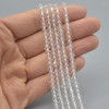 High Quality Grade A Natural Crystal Quartz Semi-precious Gemstone FACETED Lantern style Round Beads - 4mm - 15" strand