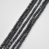 High Quality Grade A Natural Black Tourmaline Semi-precious Gemstone FACETED Lantern style Round Beads - 3mm - 15" strand