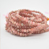 High Quality Grade A Natural Rhodochrosite Semi-precious Gemstone FACETED Lantern style Round Beads - 3mm - 15" strand