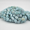 High Quality Grade A Natural Larimer Semi-precious Gemstone Pebble Tumbled stone Nugget Beads - 10mm-12mm - 15" strand