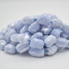 High Quality Grade A Natural Blue Lace Agate Semi-precious Gemstone Faceted Baroque Nugget Beads - 15mm - 18mm x 10mm - 15mm - 15" strand