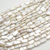 Natural Rectangular Keshi Pearl Beads - 13mm - 16mm - 14" strand