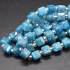 High Quality Grade A Natural Apatite Semi-precious Gemstone FACETED Cube Beads - 7mm - 15" strand