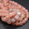 High Quality Grade A Natural Strawberry Quartz Semi-precious Gemstone FACETED Cube Beads - 7mm - 15" strand