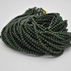 High Quality Grade A Very Dark Green Jade (dyed) Semi-precious Gemstone Round Beads - 4mm Size - 15" strand