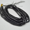 High Quality Grade A Black Onyx Agate Semi-Precious Gemstone Flat Heishi Rondelle / Disc Beads - 3mm x 2mm - 15" strand