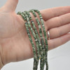 High Quality Grade A Natural Green Spot Jasper Semi-Precious Gemstone Flat Heishi Rondelle / Disc Beads - 4mm x 2mm - 15" strand