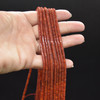 High Quality Grade A Red Agate Agate Semi-Precious Gemstone Flat Heishi Rondelle / Disc Beads - 3mm x 2mm - 15" strand