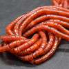 High Quality Grade A Red Agate Agate Semi-Precious Gemstone Flat Heishi Rondelle / Disc Beads - 3mm x 2mm - 15" strand