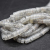 High Quality Grade A Natural Grey Quartz Semi-Precious Gemstone Flat Heishi Rondelle / Disc Beads - 4mm x 2mm - 15" strand
