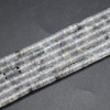 High Quality Grade A Natural Grey Quartz Semi-Precious Gemstone Flat Heishi Rondelle / Disc Beads - 4mm x 2mm - 15" strand