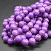 High Quality Grade A+ Natural Phosphosiderite (dark purple) Semi-precious Gemstone Round Beads - 4mm, 6mm, 8mm, 10mm - 14" strand