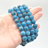 Natural Apatite Semi-precious Gemstone Round Beads Sample Strand / Bracelet - 6mm, 8mm or 10mm sizes - 7.5"