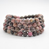 Natural Black Line Rhodonite Semi-precious Gemstone Round Beads Sample strand / Bracelet - 6mm, 8mm sizes - 7.5"