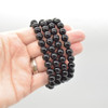 Natural Black Obsidian Semi-precious Gemstone Round Beads Sample strand / Bracelet - 6mm, 8mm or 10mm sizes - 7.5"