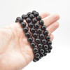 Natural Black Tourmaline Semi-precious Gemstone Round Beads Sample strand / Bracelet - 6mm, 8mm or 10mm sizes - 7.5"