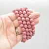 Natural Chinese Rhodonite Semi-precious Gemstone Round Beads Sample Strand / Bracelet - 6mm, 8mm sizes - 7.5"