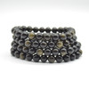 Natural Golden Sheen Obsidian Semi-precious Gemstone Round Beads Sample strand / Bracelet - 6mm, 8mm or 10mm sizes - 7.5"