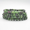 Natural Ruby Zoisite Semi-precious Gemstone Round Beads Sample strand / Bracelet - 6mm, 8mm sizes - 7.5"