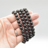 Natural Jet Semi-precious Gemstone Round Beads Sample strand / Bracelet - 6mm, 8mm sizes - 7.5"