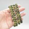 Natural Green Jade Semi-precious Gemstone Round Beads Sample strand / Bracelet - 6mm, 8mm or 10mm sizes - 7.5"