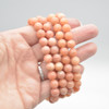 Natural Peach Calcite Semi-precious Gemstone Round Beads Sample strand / Bracelet - 6mm, 8mm sizes - 7.5"
