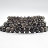 Natural Silver Sheen Obsidian Semi-precious Gemstone Round Beads Sample strand / Bracelet - 6mm, 8mm or 10mm sizes - 7.5"