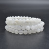 Natural White Snow Jade Semi-precious Gemstone Round Beads Sample strand / Bracelet - 6mm, 8mm sizes - 7.5"