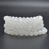 Natural White Snow Jade Semi-precious Gemstone Round Beads Sample strand / Bracelet - 6mm, 8mm or 10mm sizes - 7.5"