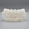 Natural White Snow Jade Semi-precious Gemstone Round Beads Sample strand / Bracelet - 6mm, 8mm or 10mm sizes - 7.5"