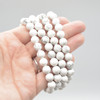 Natural White Howlite Semi-precious Gemstone Round Beads Sample strand / Bracelet - 6mm, 8mm or 10mm sizes - 7.5"