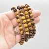 Natural Tiger Eye Semi-precious Gemstone Round Beads Sample strand / Bracelet - 6mm, 8mm or 10mm sizes - 7.5"