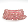 Natural Strawberry Quartz Semi-precious Gemstone Round Beads Sample strand / Bracelet - 6mm, 8mm sizes - 7.5"