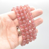 Natural Strawberry Quartz Semi-precious Gemstone Round Beads Sample strand / Bracelet - 6mm, 8mm sizes - 7.5"