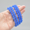 Blue Agate Gemstone Round Beads Sample strand / Bracelet - 8mm - 7.5"