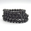 Black Lava Gemstone Round Beads Sample strand / Bracelet - 8mm - 7.5"