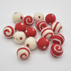 100% Wool Felt Balls - 16 Count - Polka Dots Felt Balls & Swirl Felt Balls - Ivory and Red - 2cm