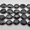 High Quality Grade A Natural Black Tourmaline Semi-precious Gemstone Faceted Cross Drilled Rectangle Pendants / Beads - 15" strand