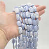 High Quality Grade A Natural Blue Lace Agate Semi-precious Gemstone Faceted Cross Drilled Rectangle Pendants / Beads - 15" strand