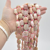 High Quality Grade A Natural Pink Opal Semi-precious Gemstone Faceted Cross Drilled Rectangle Pendants / Beads - 15" strand