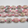 High Quality Grade A Natural Rhodochrosite Semi-precious Gemstone Faceted Cross Drilled Rectangle Pendants / Beads - 15" strand