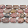 High Quality Grade A Natural Rhodonite Semi-precious Gemstone Faceted Cross Drilled Rectangle Pendants / Beads - 15" strand