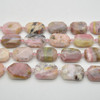 High Quality Grade A Natural Pink Opal Semi-precious Gemstone Faceted Cross Drilled Rectangle Pendants / Beads - 16mm - 15" strand