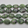 High Quality Grade A Natural Ruby Zoisite Semi-precious Gemstone Faceted Cross Drilled Rectangle Pendants / Beads - 15" strand